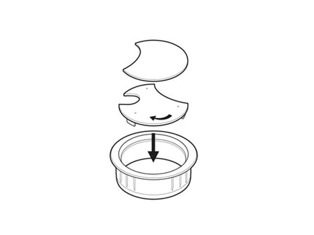 Pasacables circular con tapa giratoria. Gris y negro