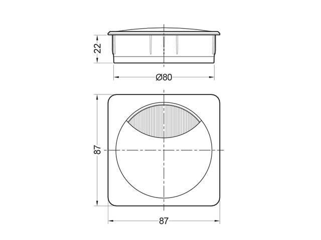 Pasacables cuadrado con cepillo