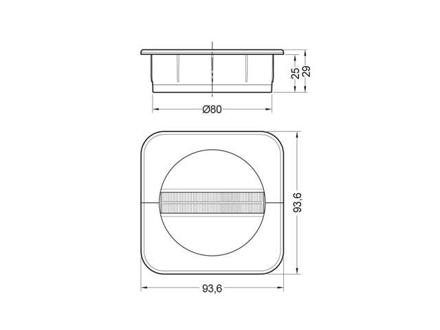 Pasacables cuadrado con cepillo central