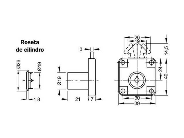 Cerradura de aplicar para puerta de persiana