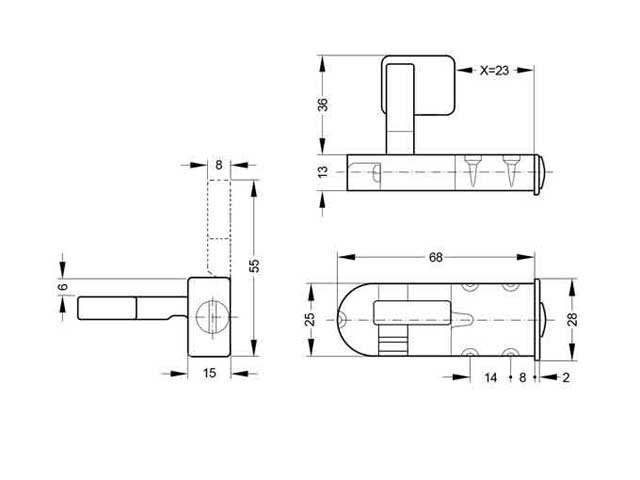Cerradura con pestillo giratorio
