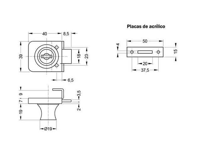 Cerradura de aplicar para puerta de cristal