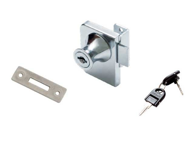 Cerradura de aplicar para puerta doble de cristal